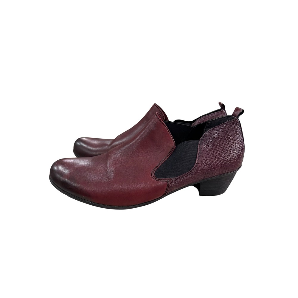 Remonte Reiner Soft Burgundy Leather Snakeskin Embossed Ankle Boots Size 42